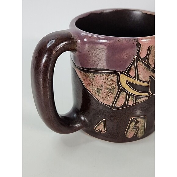 Signed Design By Mara Mexican Art Pottery Stoneware Coffee Mug Cup 16oz - Picture 10 of 10